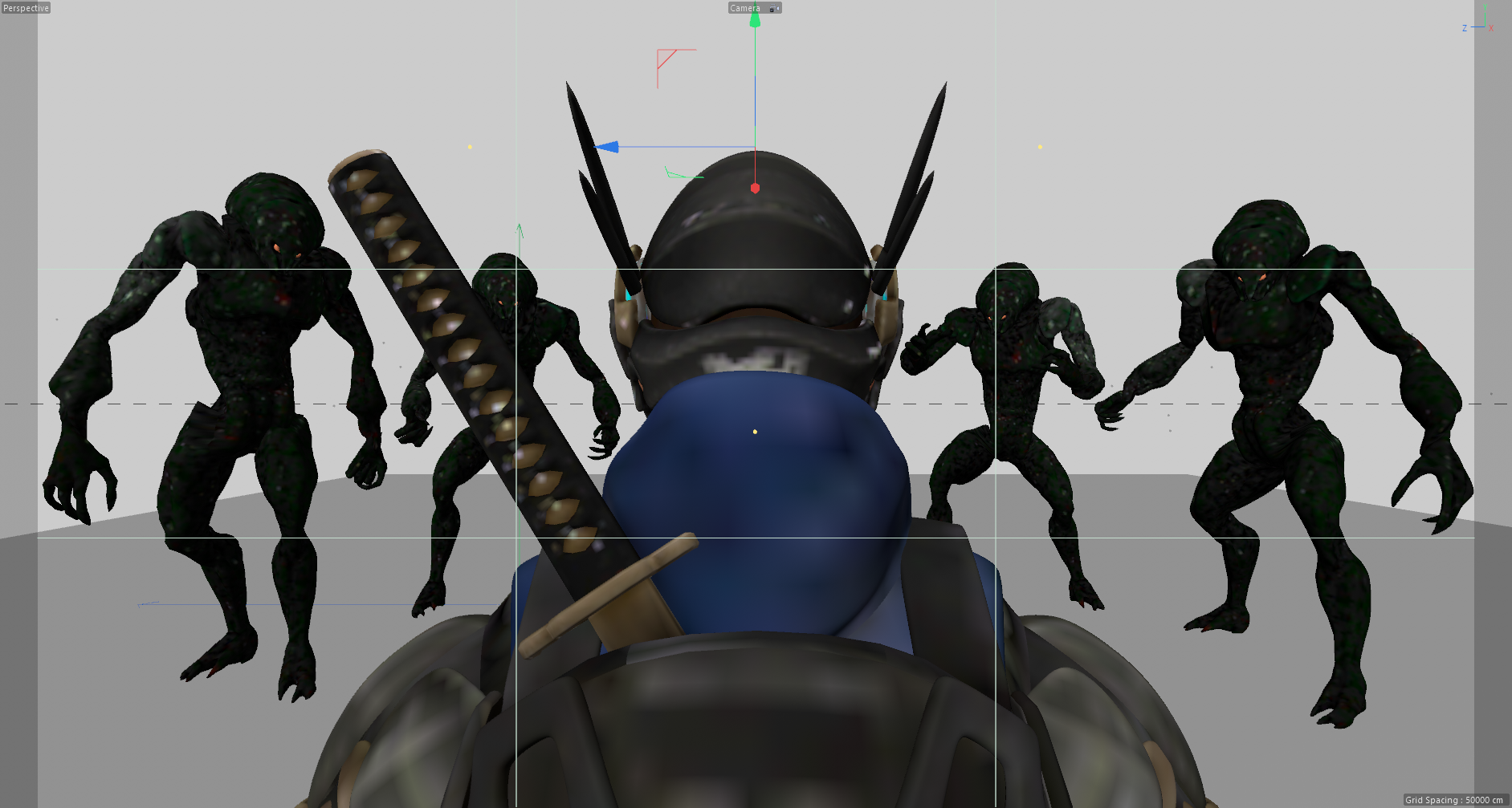 Cinema 4D close-up viewport of the hero helmet material and texture direction